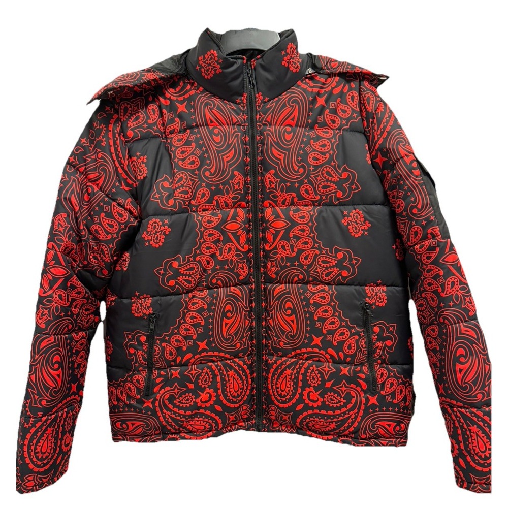 Trappr Puffer Jacket Men's XXL Black/Red Zip‎ Front Quilted Insulated Coat